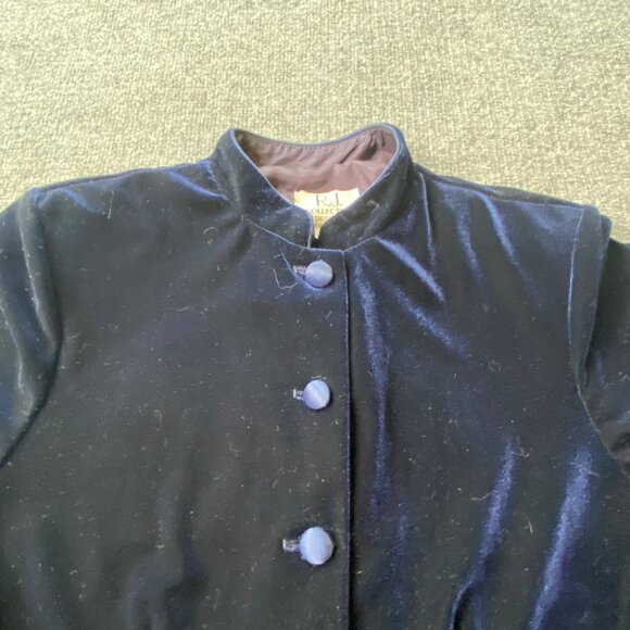 Vintage R.J. Collection Dress Womens 10 Blue Velvet Button-Down‎ Maxi Evening - Picture 13 of 14